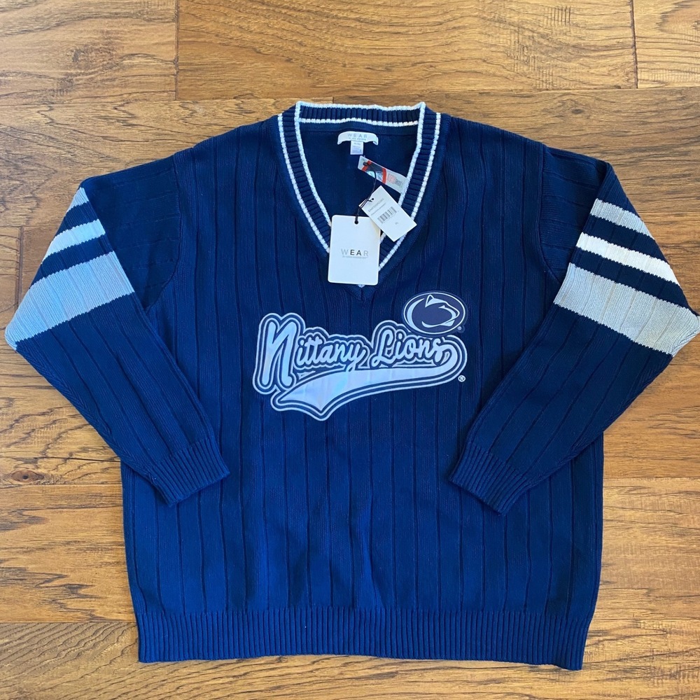 WEAR‎ by Erin Andrews Penn State Nittany Lions Navy Blue V-Neck Sweater XL NWT